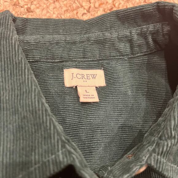 J Crew Button Front Corduroy Shirt Jacket Green Sz L Preppy Casual Shacket - Picture 3 of 7